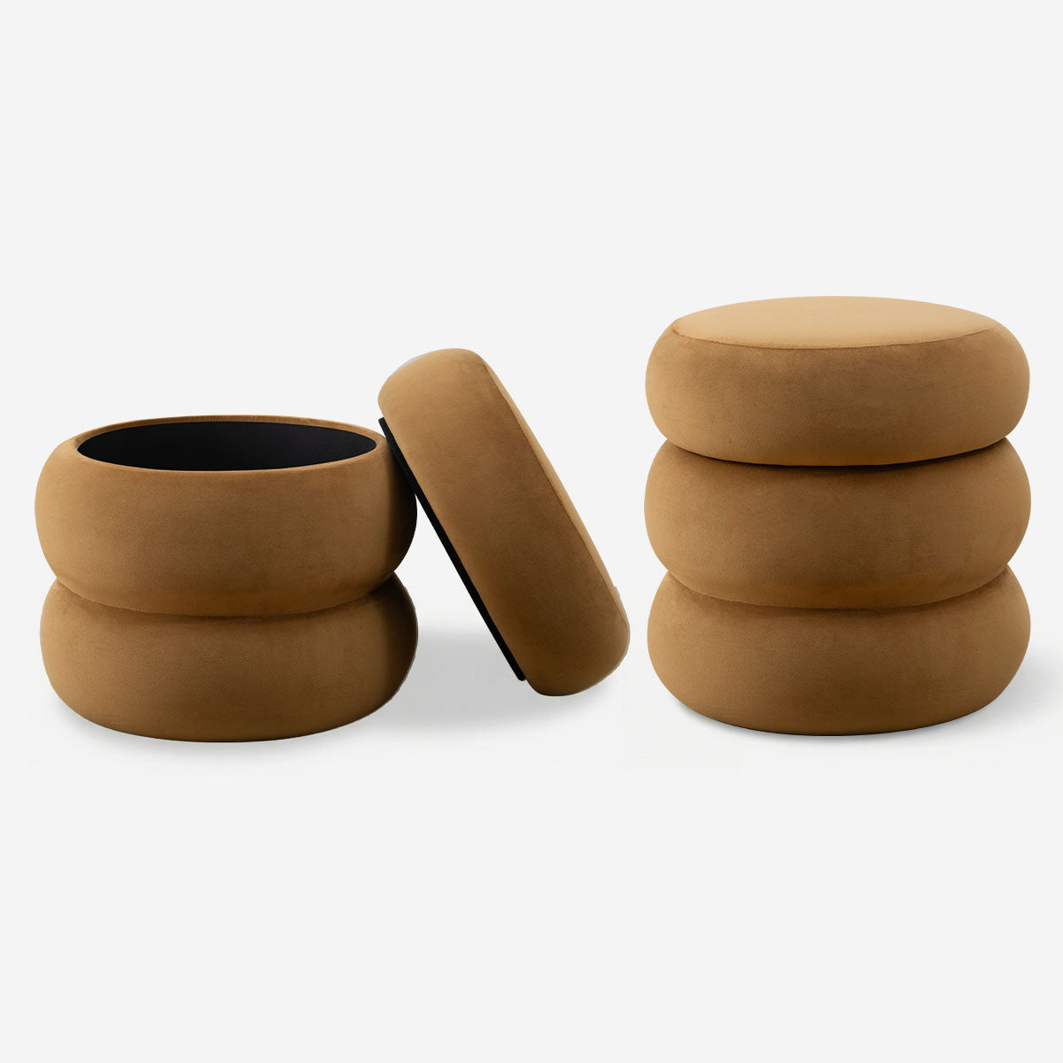 Mellow Modern Round Velvet Ottoman With Storage