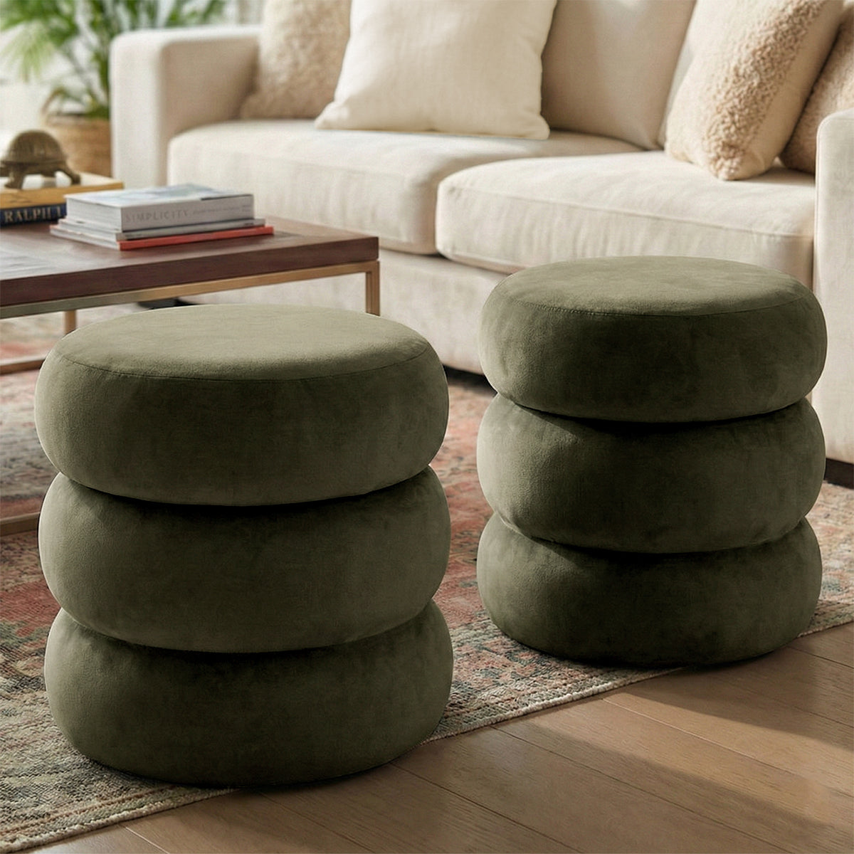Mellow Modern Round Velvet Ottoman With Storage