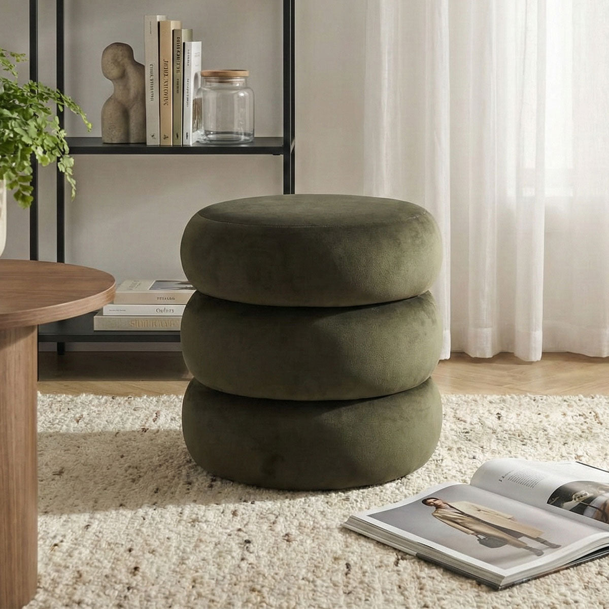 Mellow Modern Round Velvet Ottoman With Storage