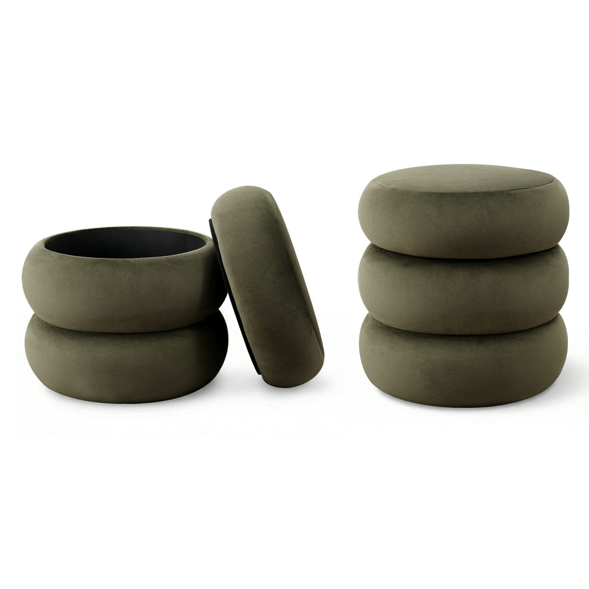 Mellow Modern Round Velvet Ottoman With Storage