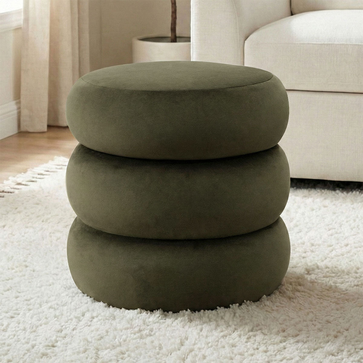 Mellow Modern Round Velvet Ottoman With Storage