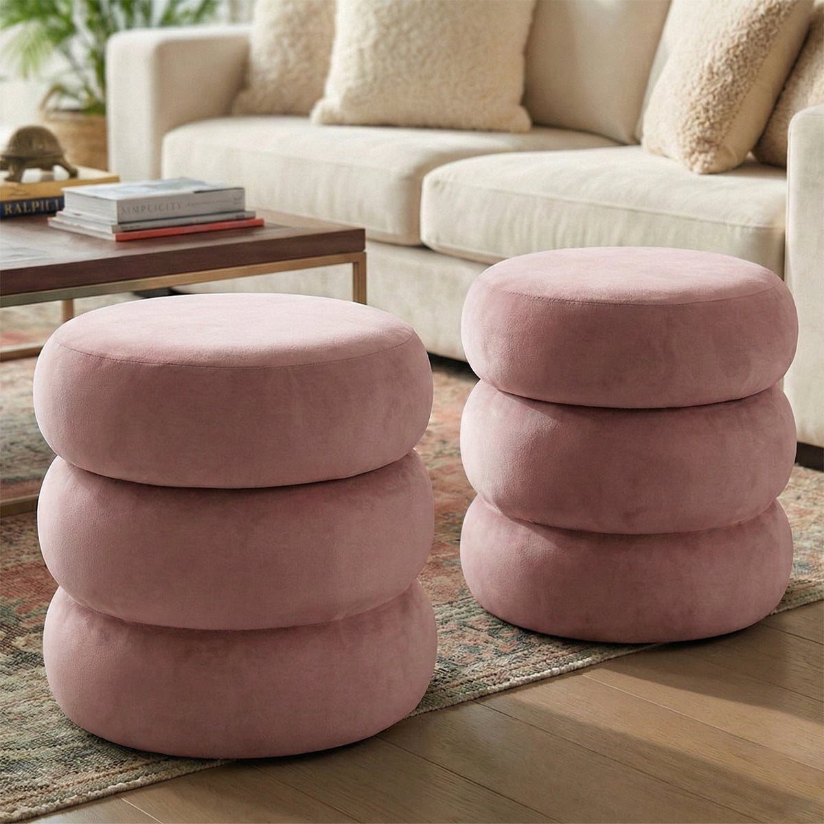 Mellow Modern Round Velvet Ottoman With Storage