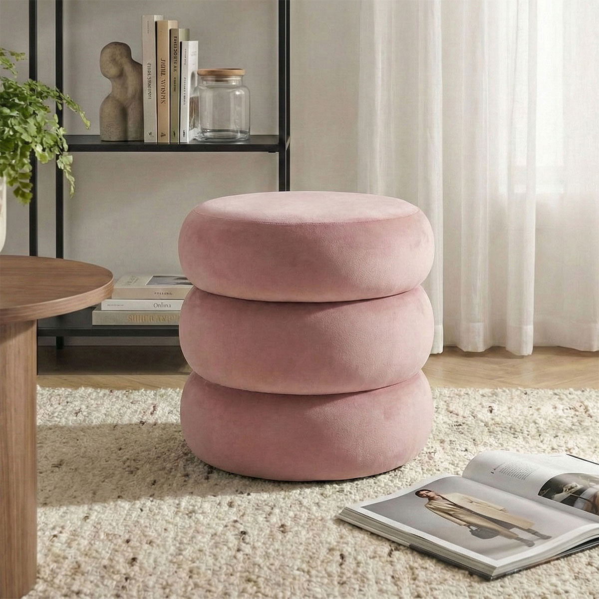 Mellow Modern Round Velvet Ottoman With Storage