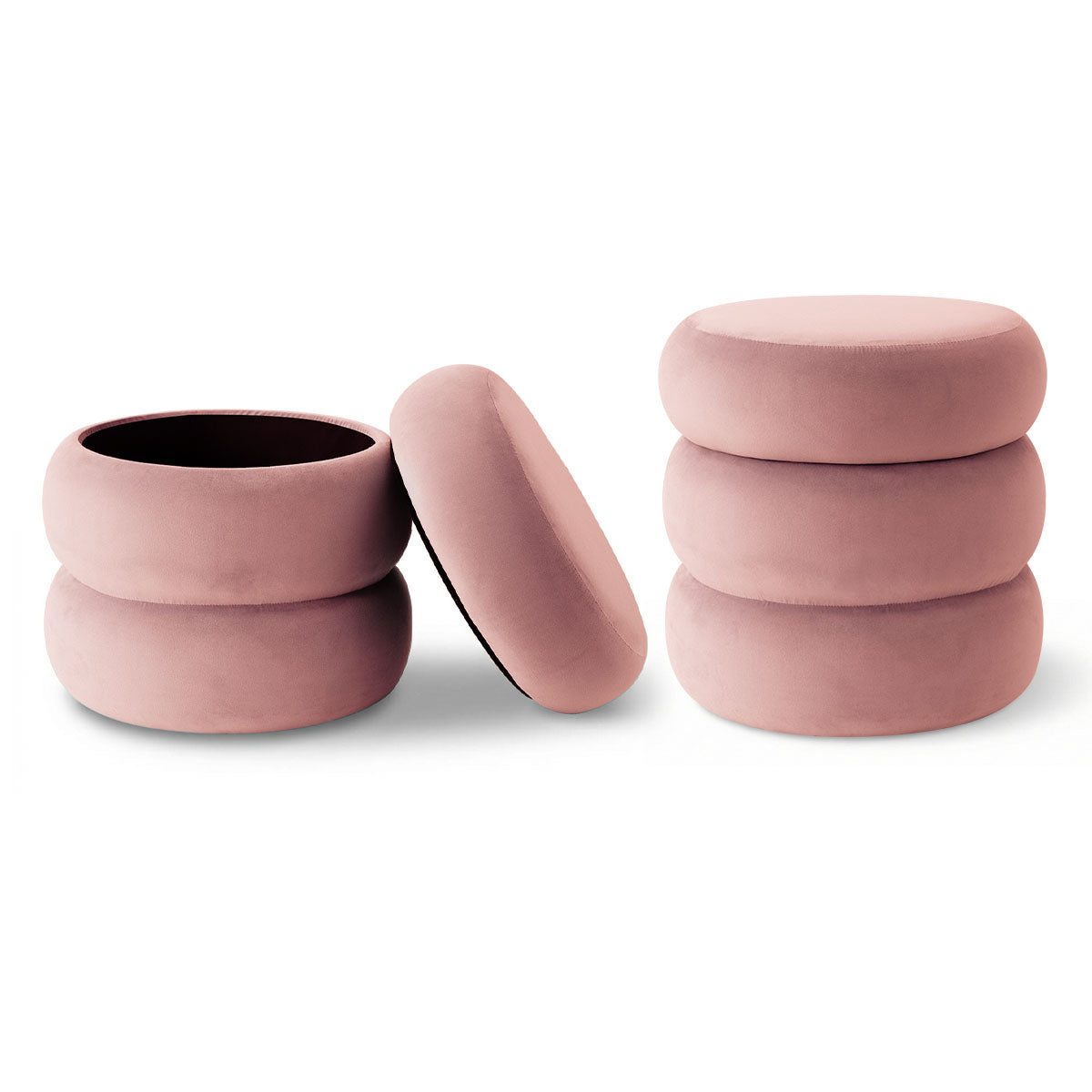 Mellow Modern Round Velvet Ottoman With Storage