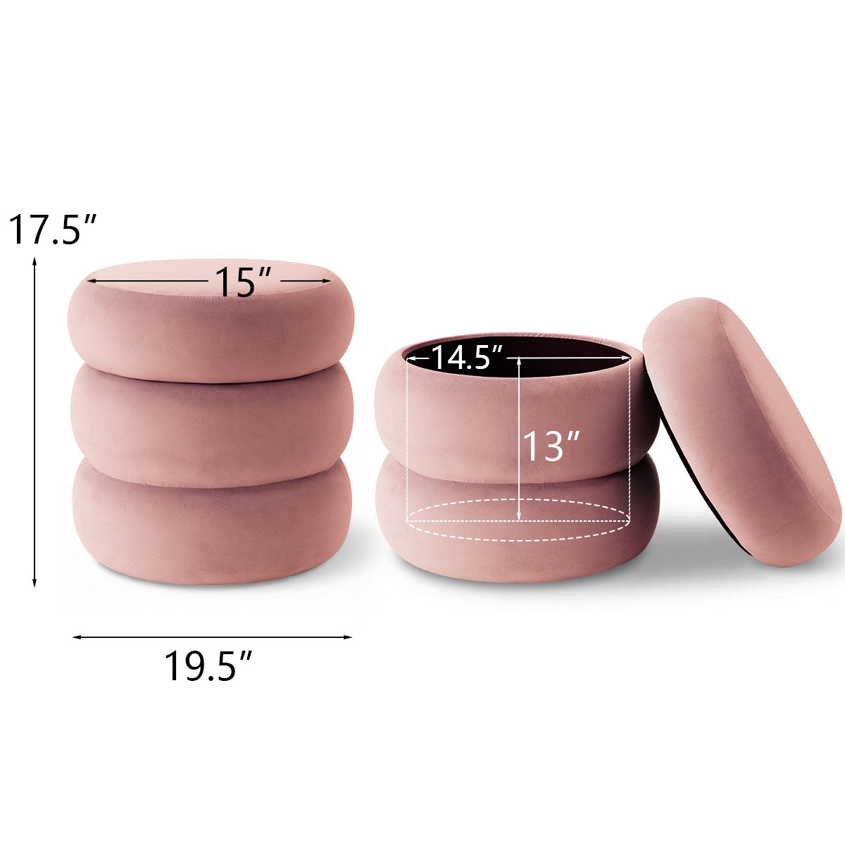 Mellow Modern Round Velvet Ottoman With Storage