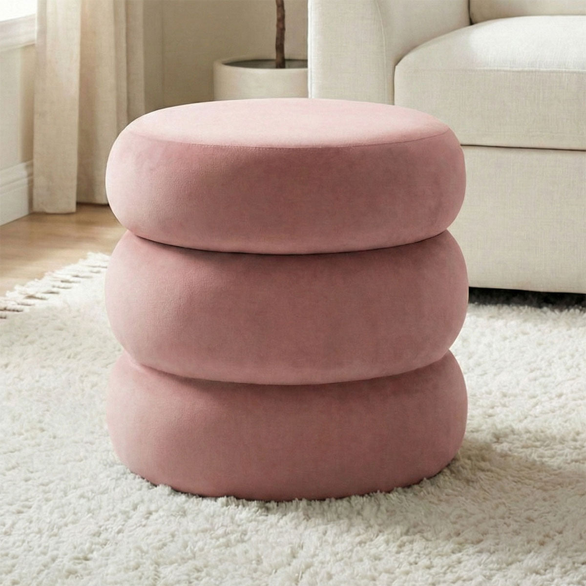 Mellow Modern Round Velvet Ottoman With Storage