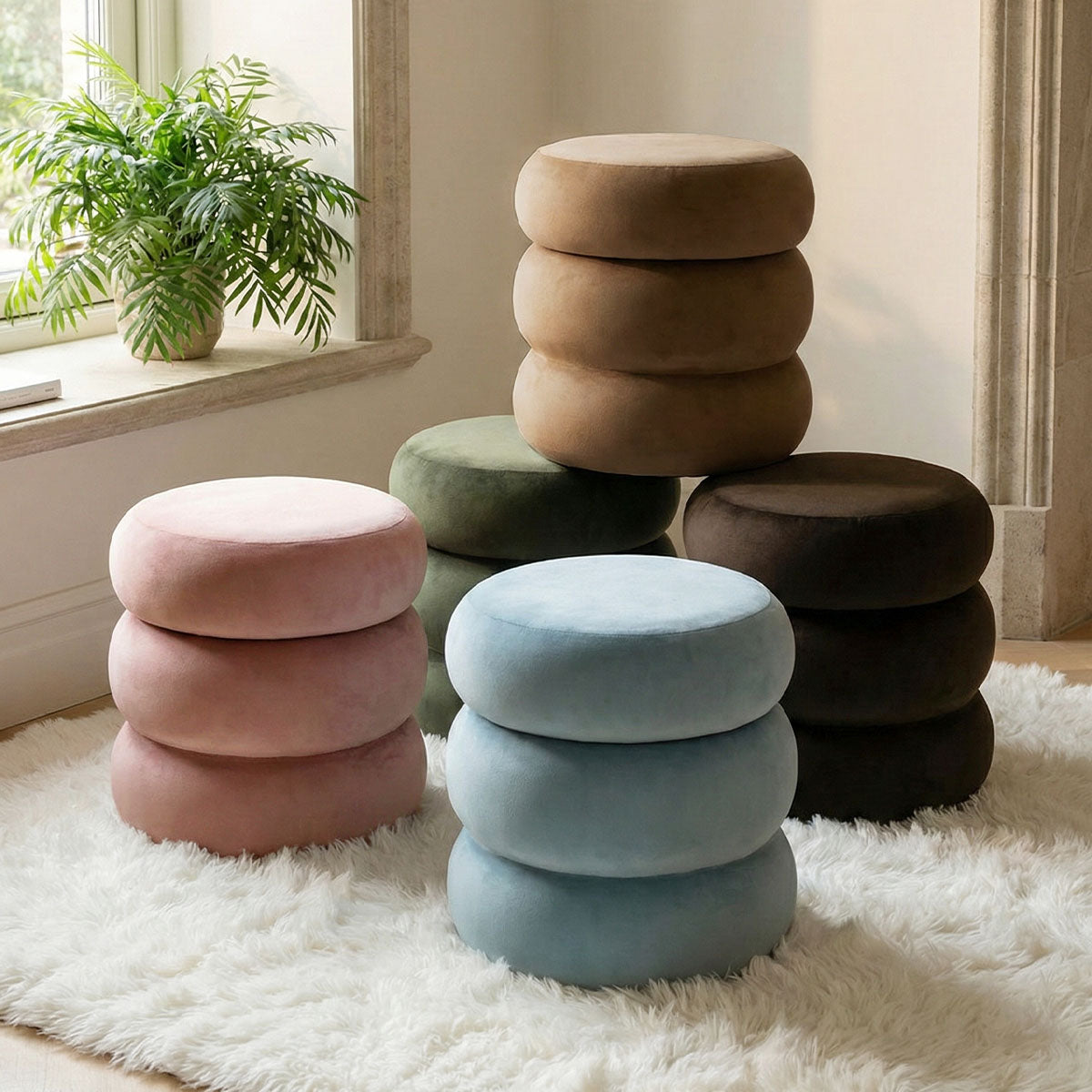 Mellow Modern Round Velvet Ottoman With Storage