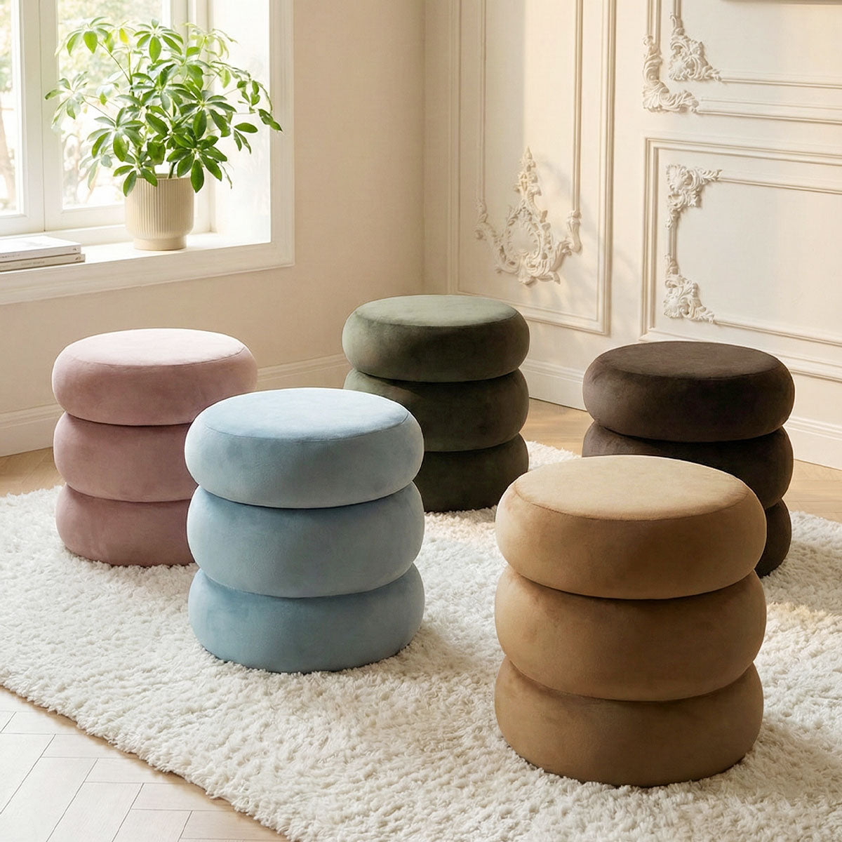 Mellow Modern Round Velvet Ottoman With Storage