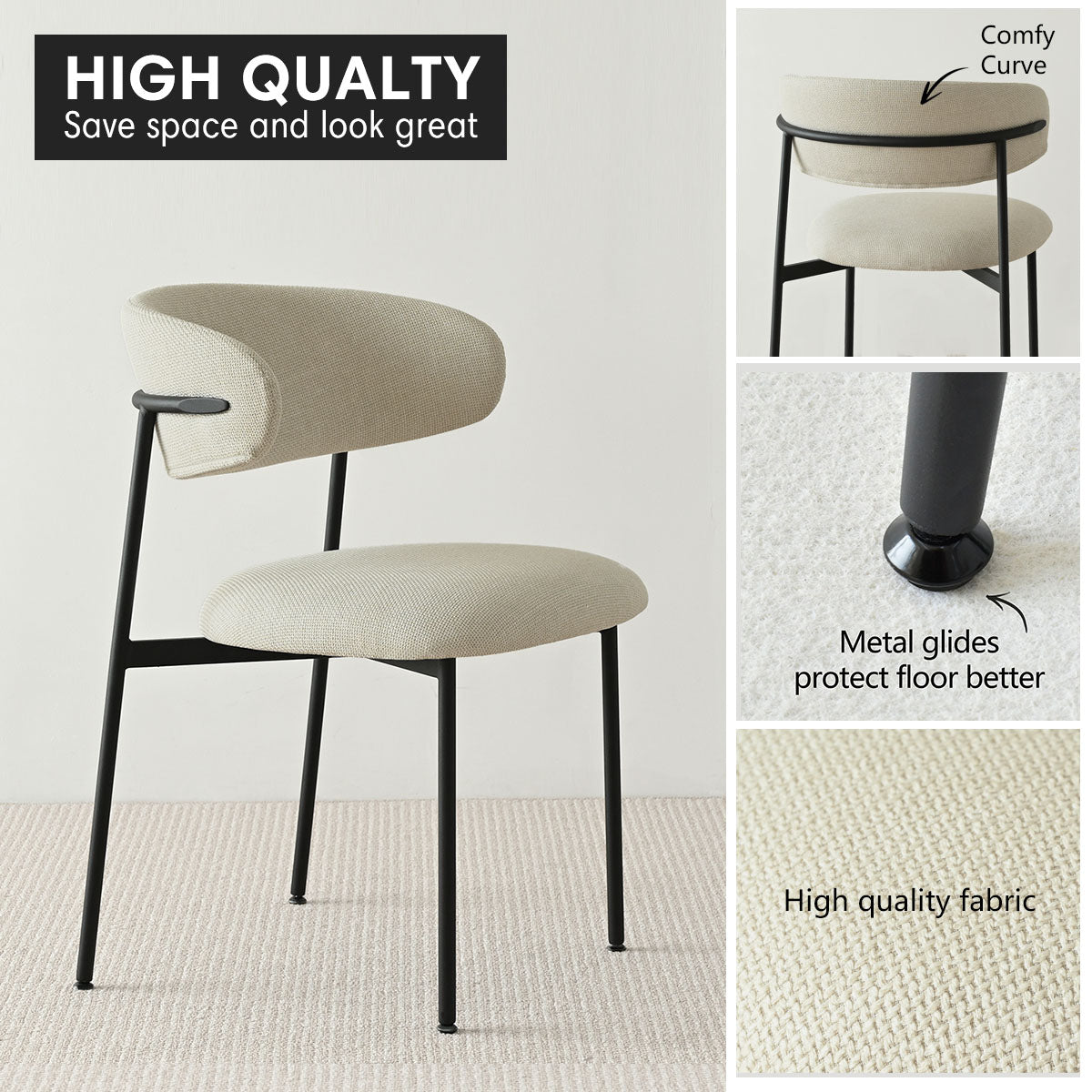 Merida Upholstered Dining Chair With Metal Legs (Set of 2)