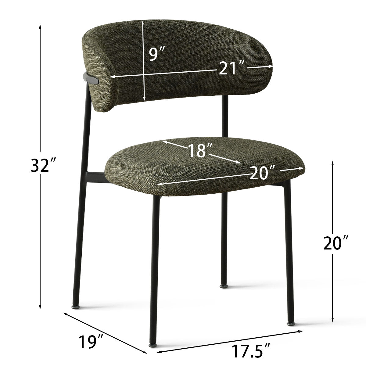 Merida Upholstered Dining Chair With Metal Legs (Set of 2)