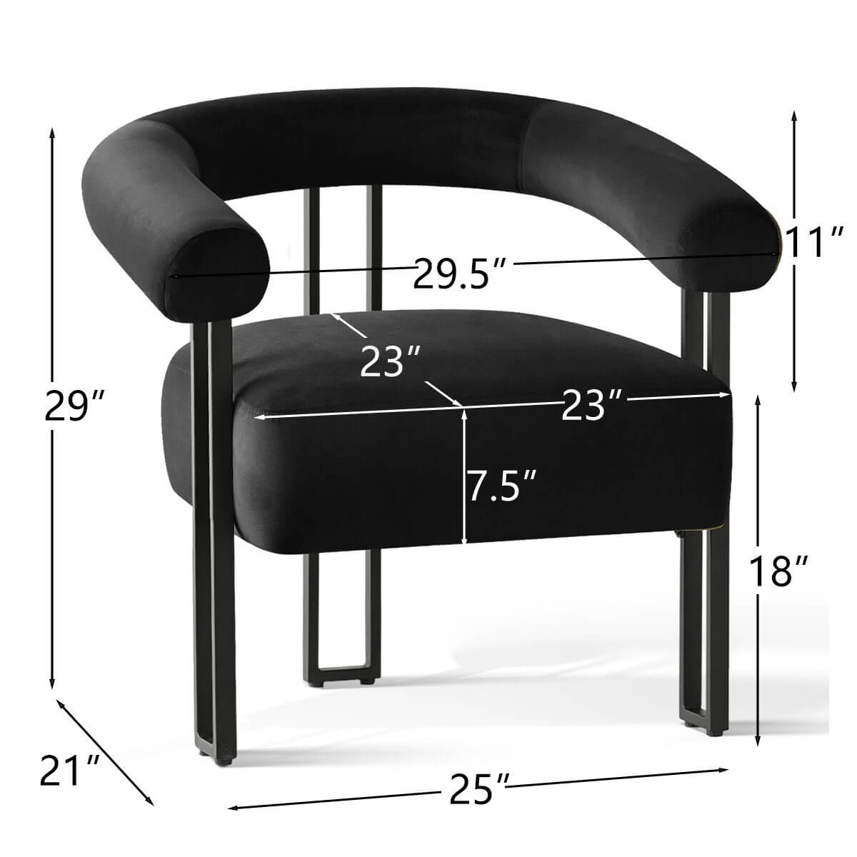 Mia Modern Velvet Accent Chair with Arms (1-Piece)