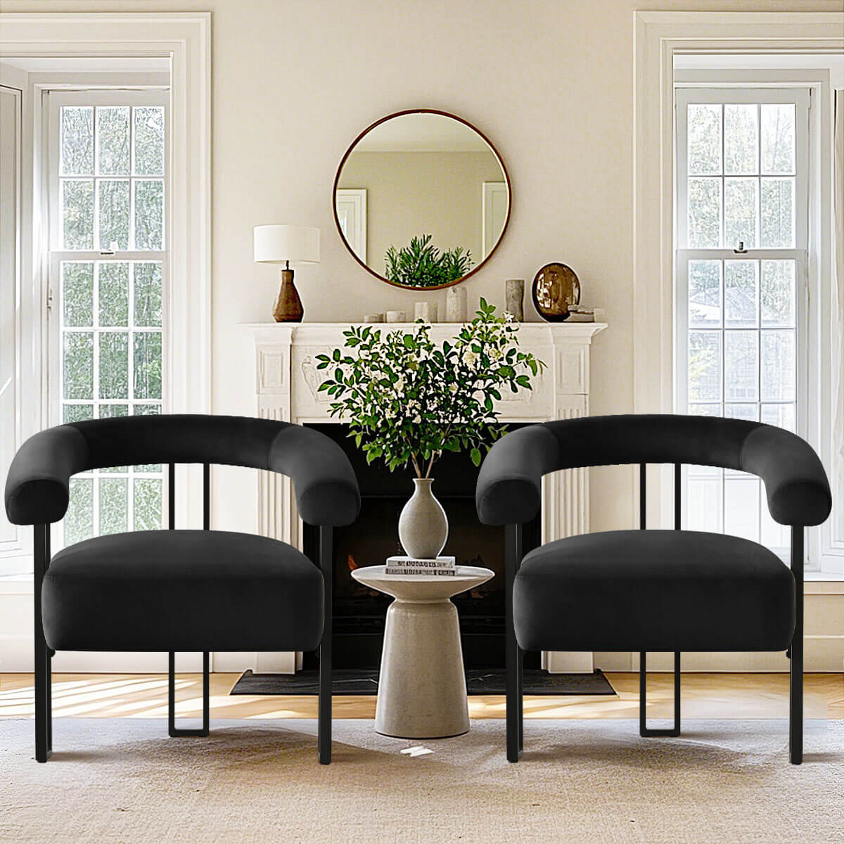 Mia Modern Velvet Accent Chair with Arms (1-Piece)