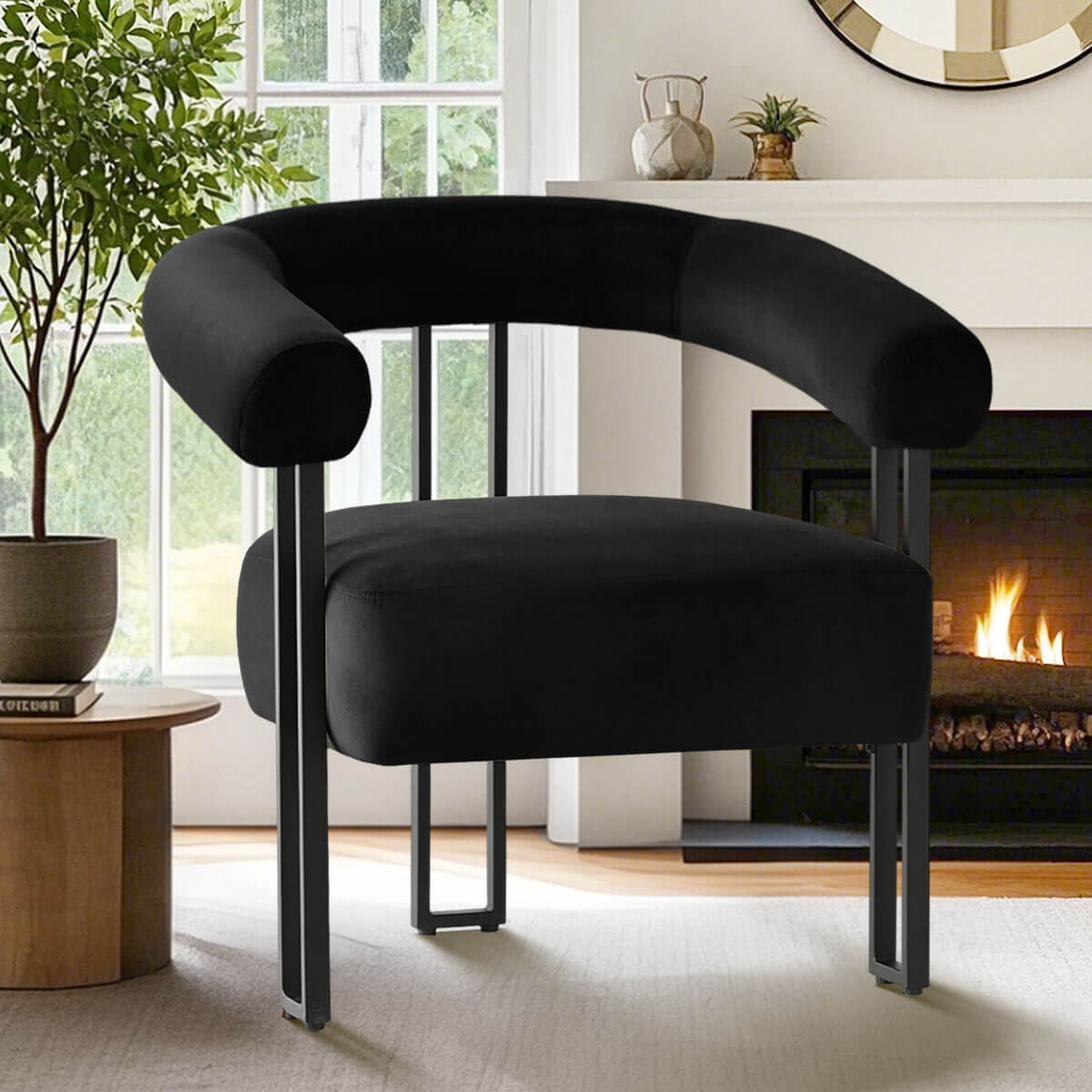 Mia Modern Velvet Accent Chair with Arms (1-Piece)