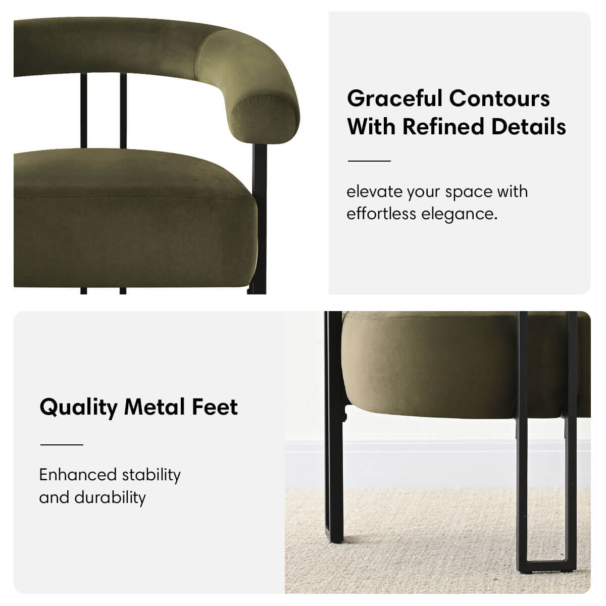 Mia Modern Velvet Accent Chair with Arms (1-Piece)