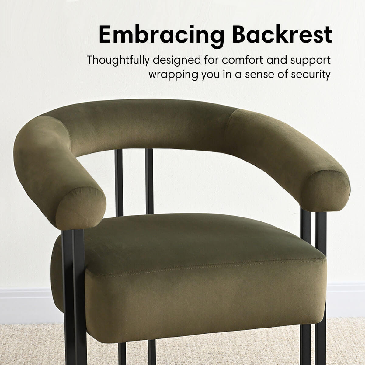 Mia Modern Velvet Accent Chair with Arms (1-Piece)