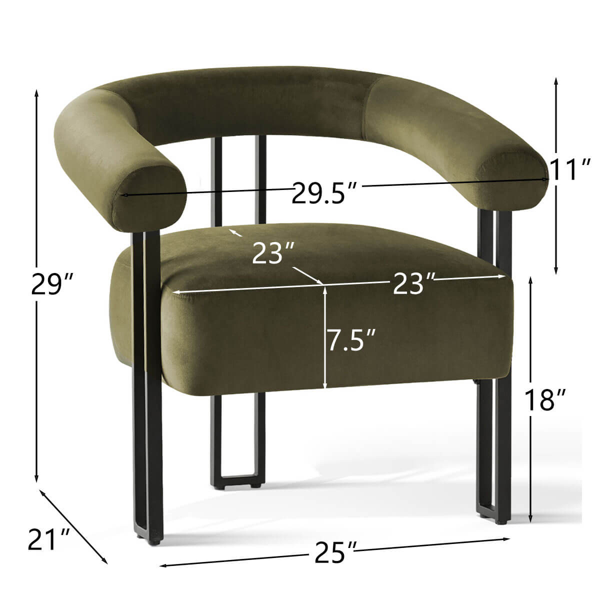Mia Modern Velvet Accent Chair with Arms (1-Piece)