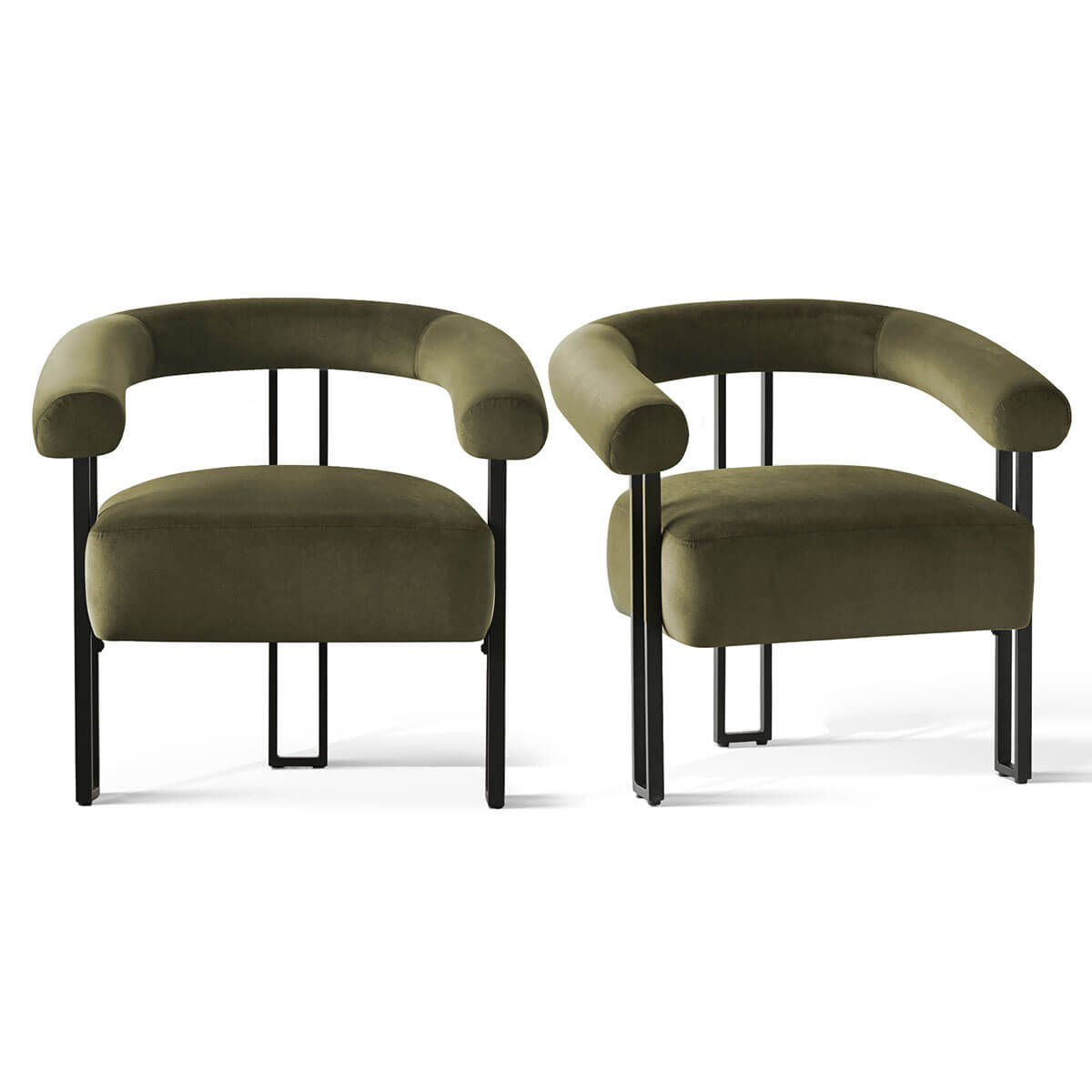 Mia Modern Velvet Accent Chair with Arms (1-Piece)