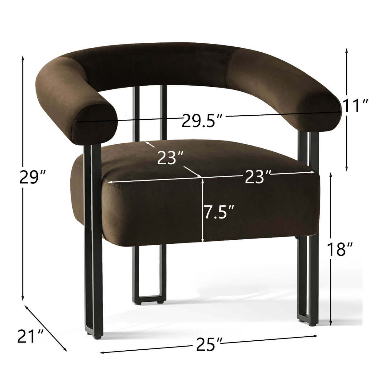 Mia Modern Velvet Accent Chair with Arms (1-Piece)