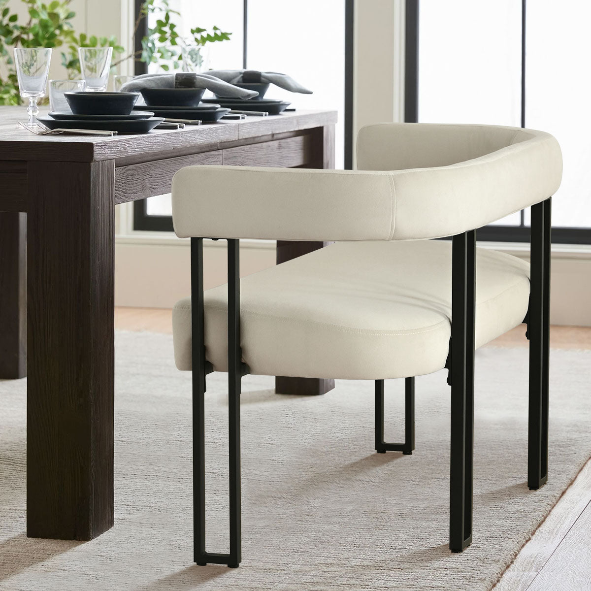 Mia 48.5" Modern Velvet Bench Loveseat