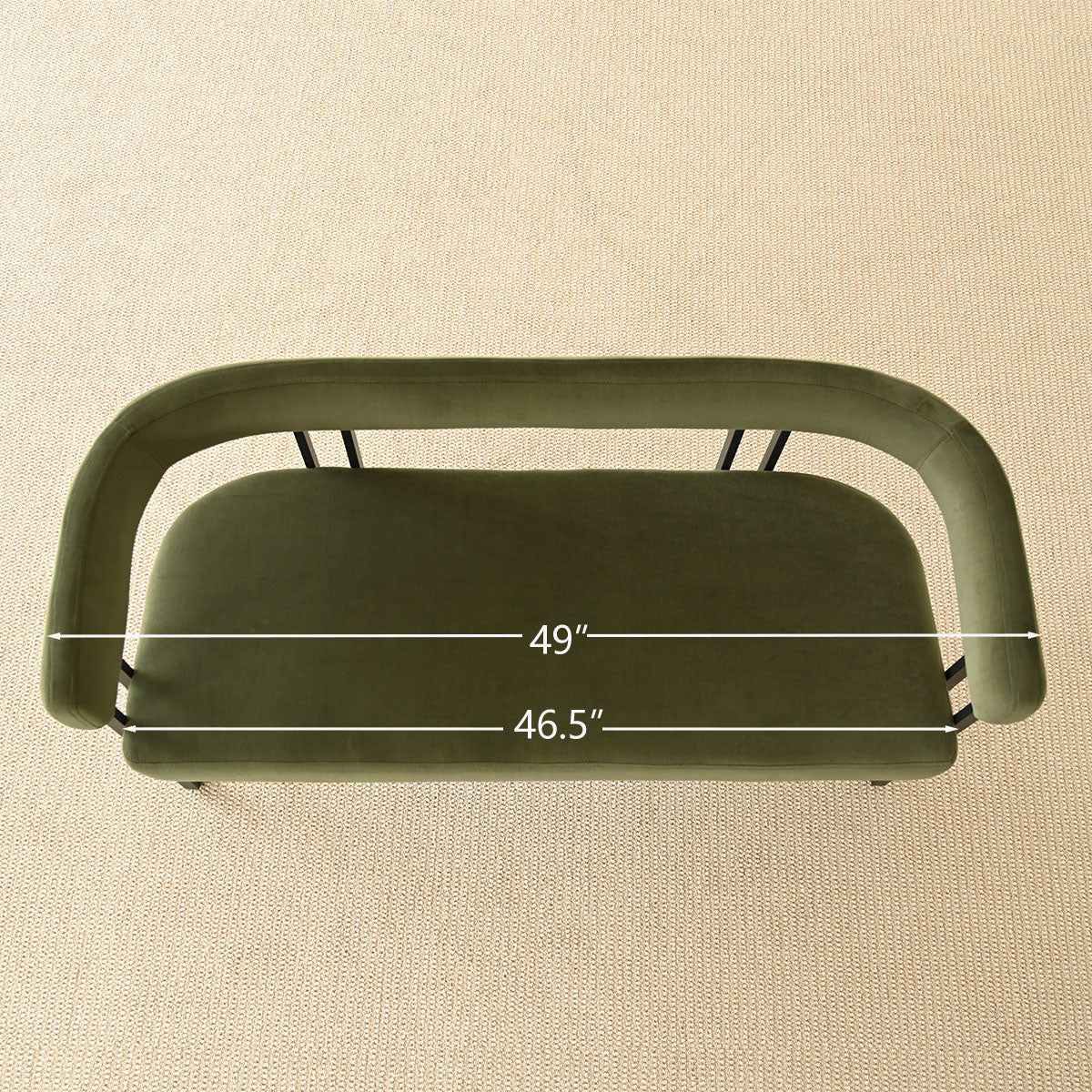 Mia 48.5" Modern Velvet Bench Loveseat