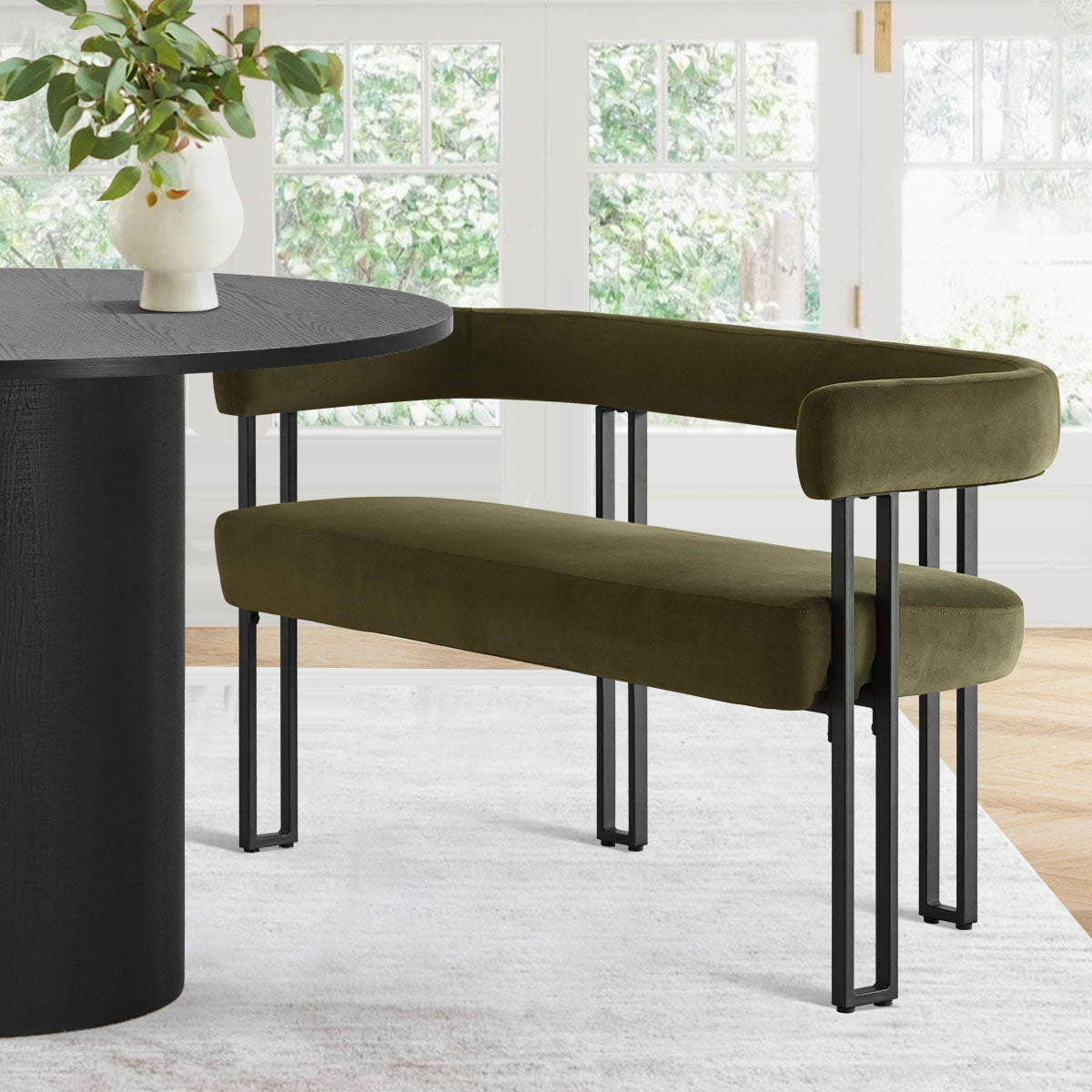 Mia 48.5" Modern Velvet Bench Loveseat