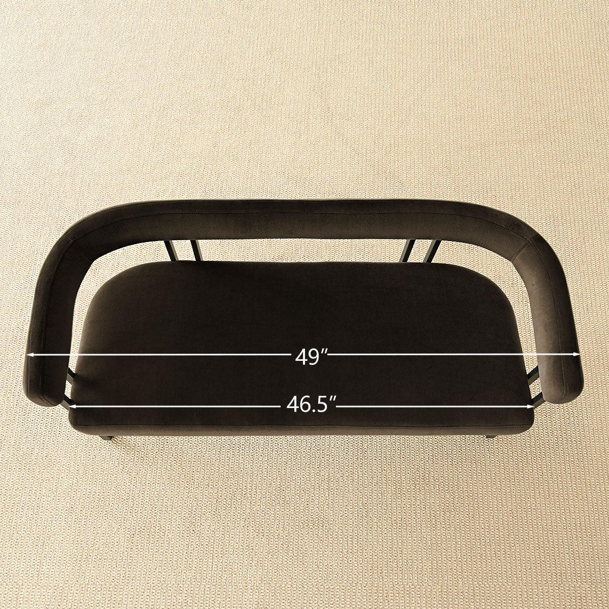 Mia 48.5" Modern Velvet Bench Loveseat