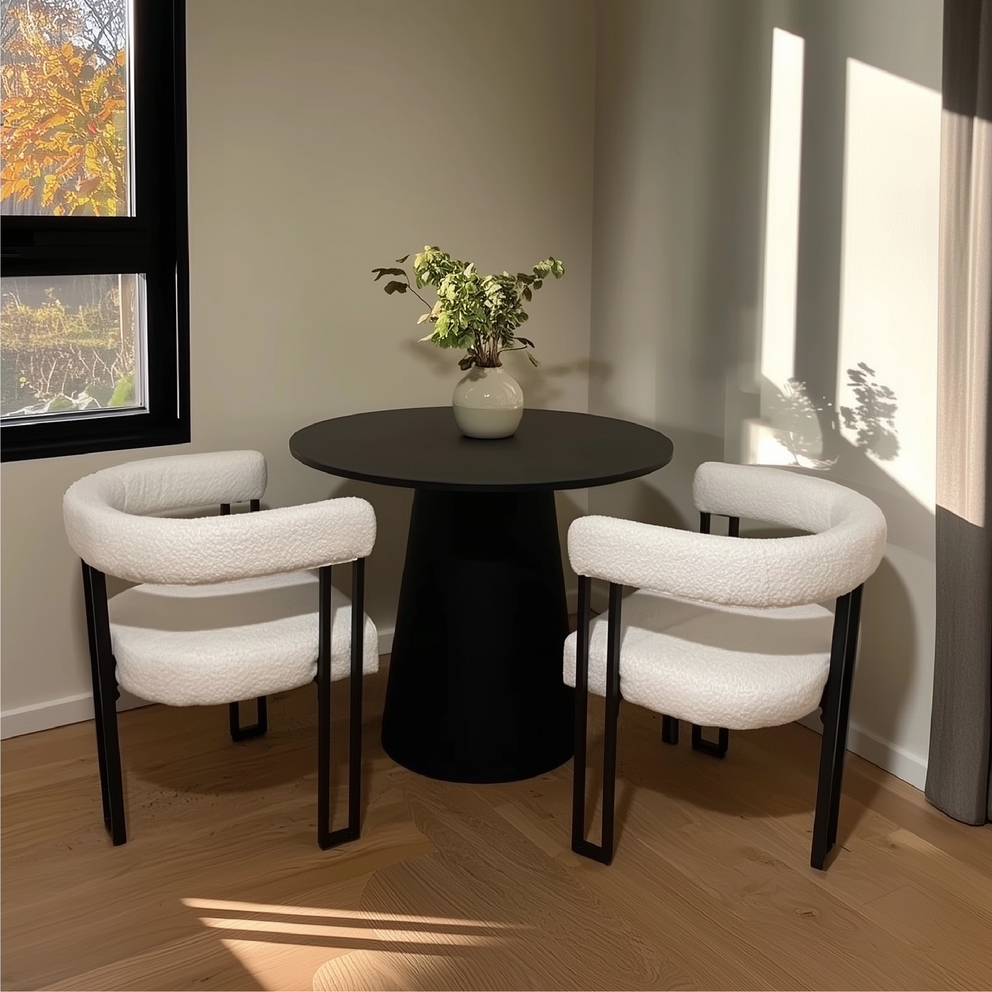 Rola Beige Upholstered Boucle Dining Chair with Arms (Set of 2)