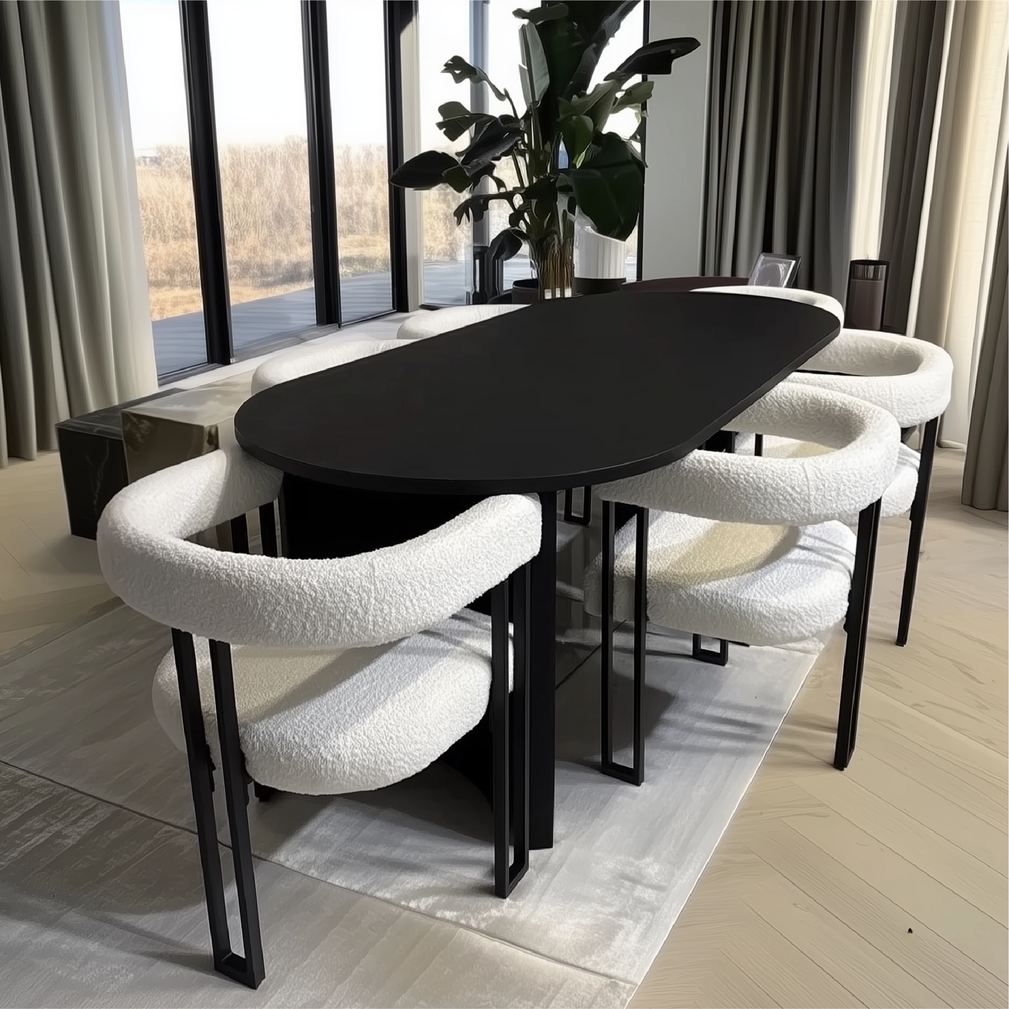 Rola Beige Upholstered Boucle Dining Chair with Arms (Set of 2)