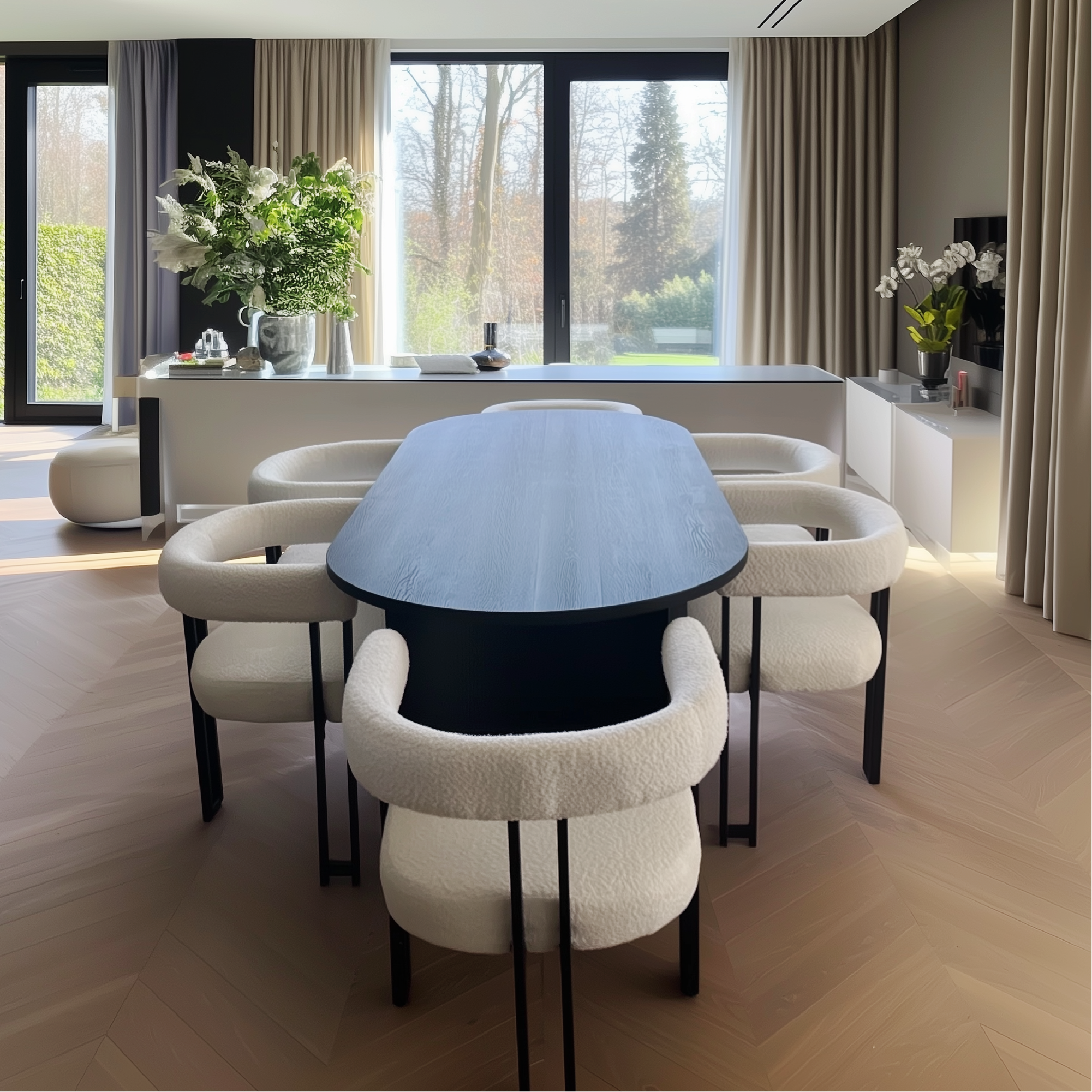 Rola Beige Upholstered Boucle Dining Chair with Arms (Set of 2)