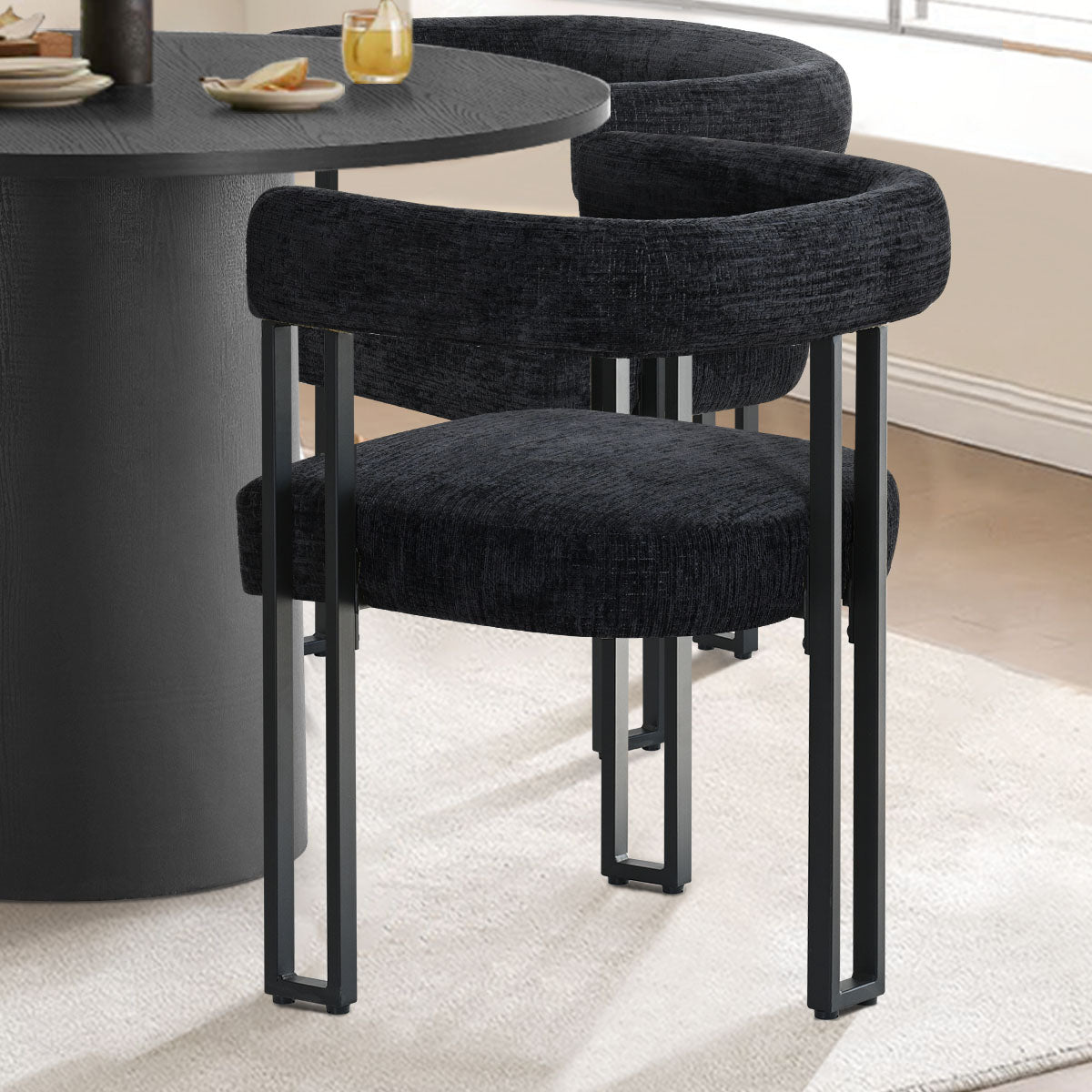 Mia Velvet Dining Chair with Arms (Set of 2)