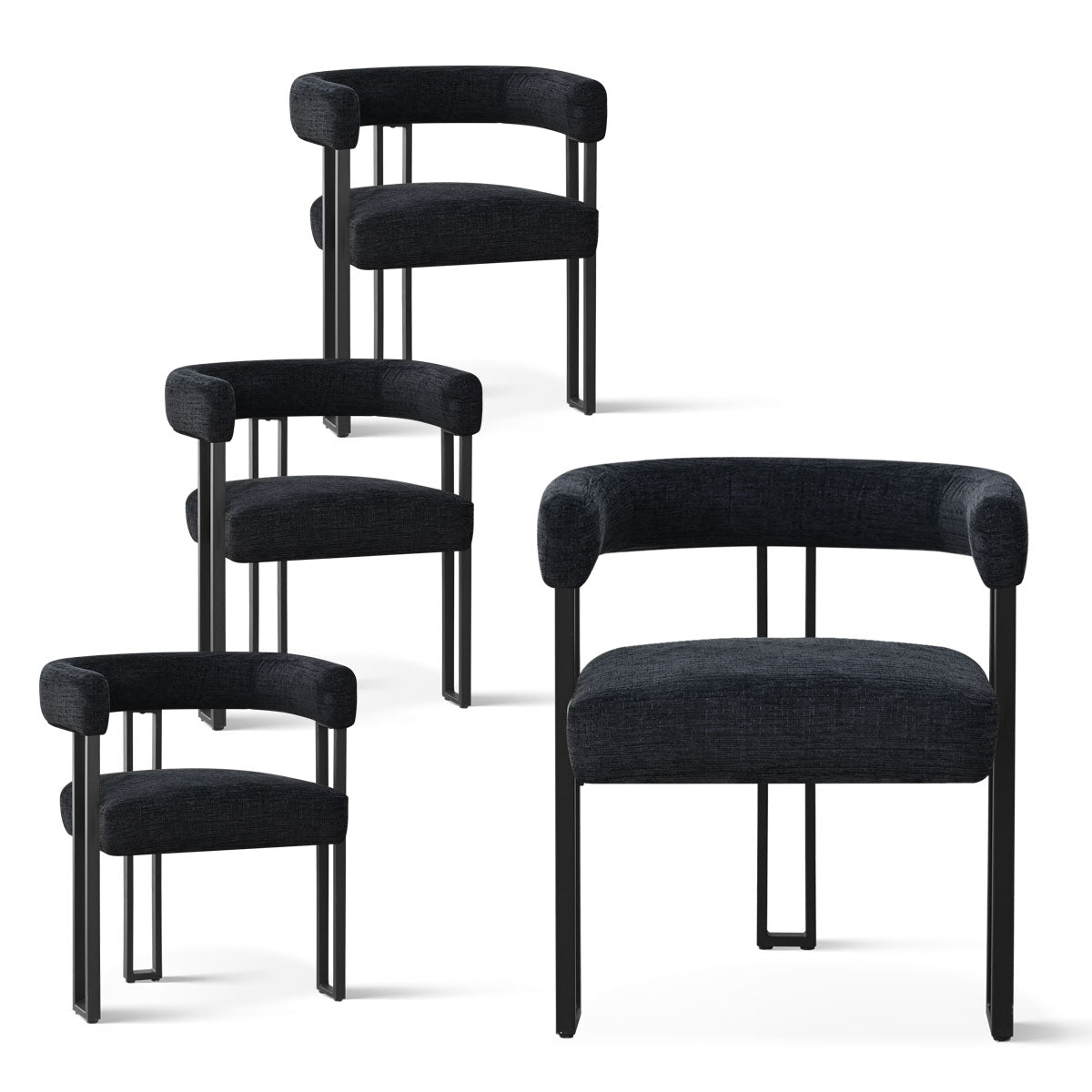 Mia Upholstered Chenille Dining Chair with Arms (Set of 2)