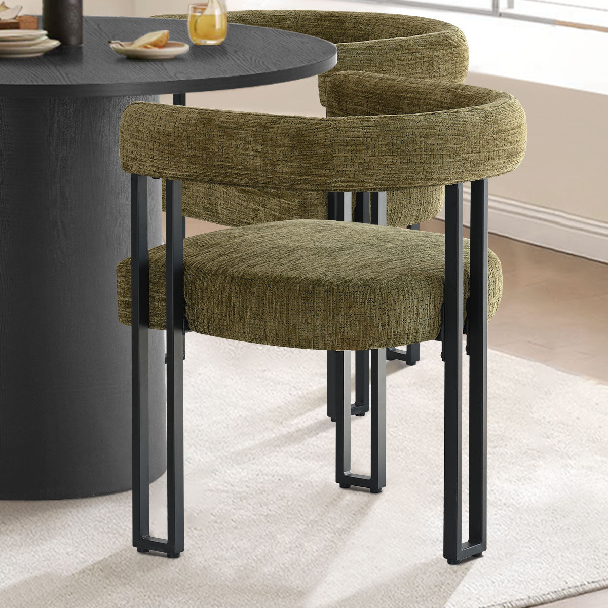 Mia Velvet Dining Chair with Arms (Set of 2)