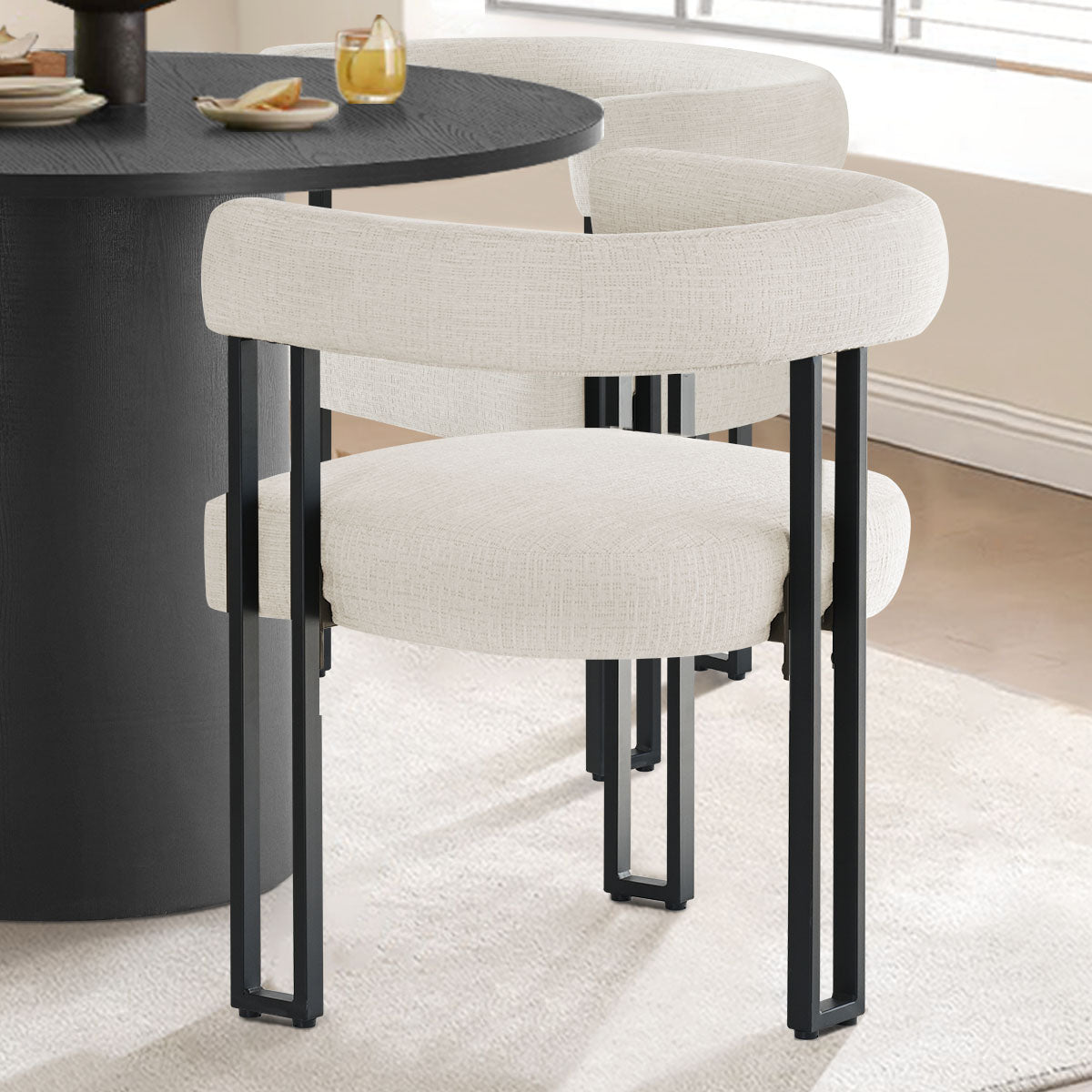 Mia Velvet Dining Chair with Arms (Set of 2)