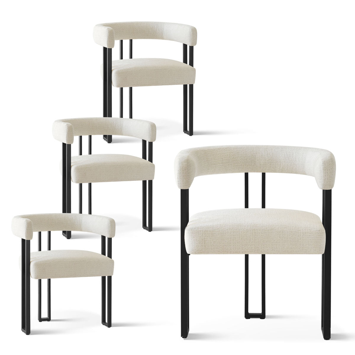 Mia Upholstered Chenille Dining Chair with Arms (Set of 4)