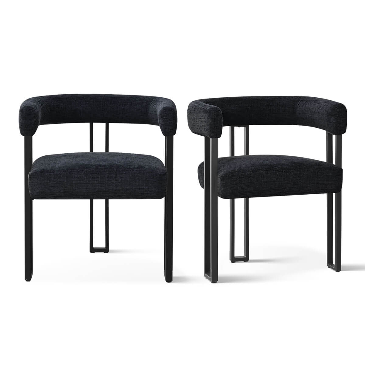 Mia Upholstered Chenille Dining Chair with Arms (Set of 2)