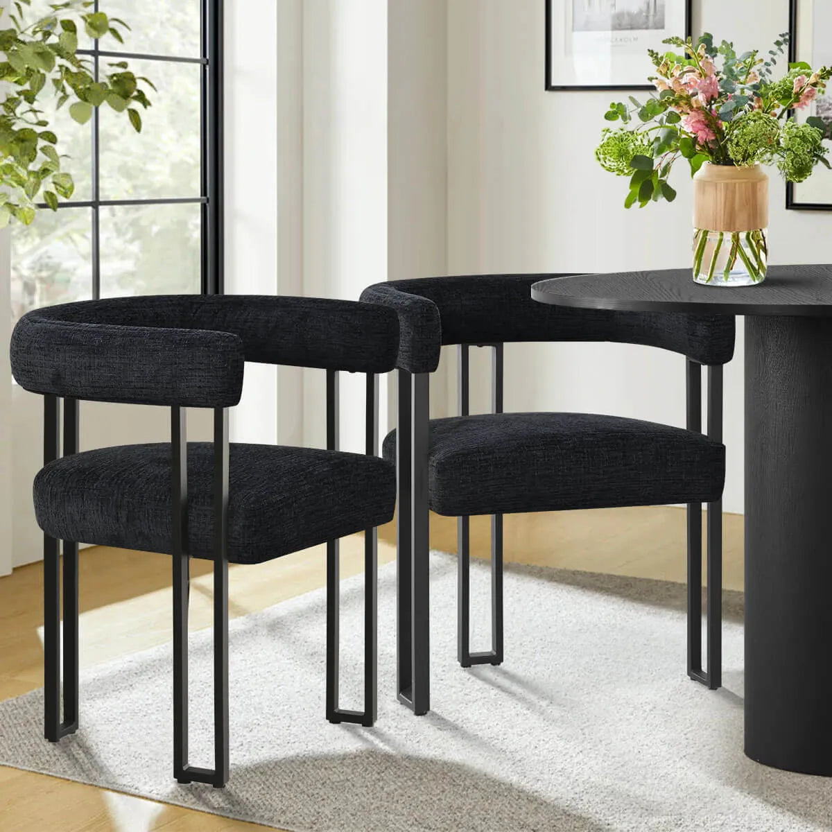 Mia Velvet Dining Chair with Arms (Set of 2)