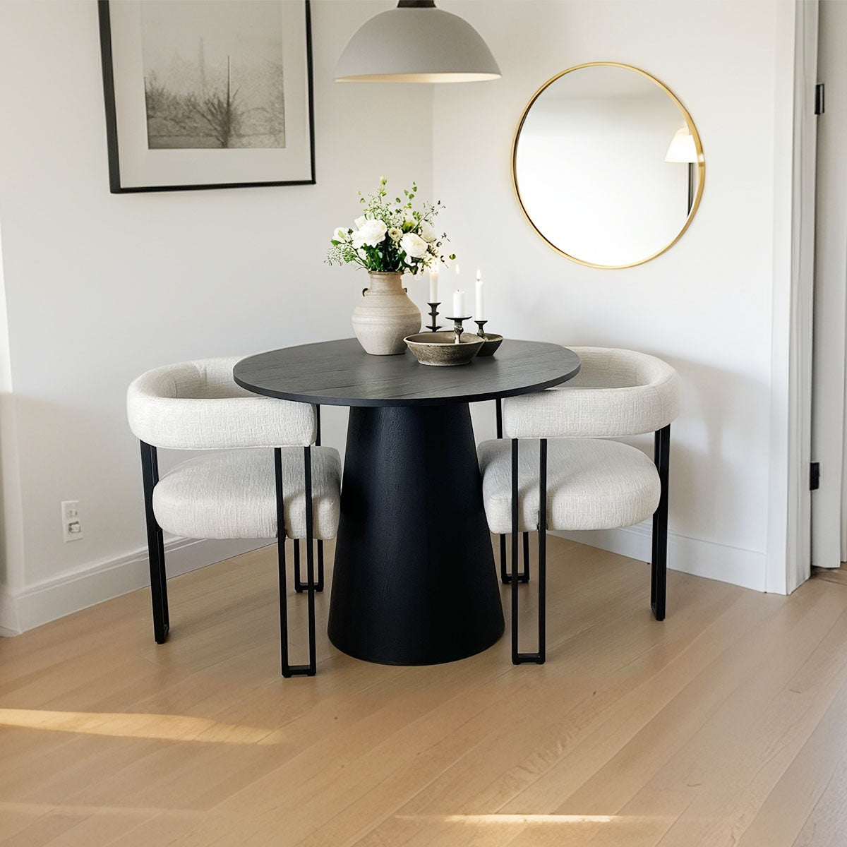 Mia Upholstered Chenille Dining Chair with Arms (Set of 4)