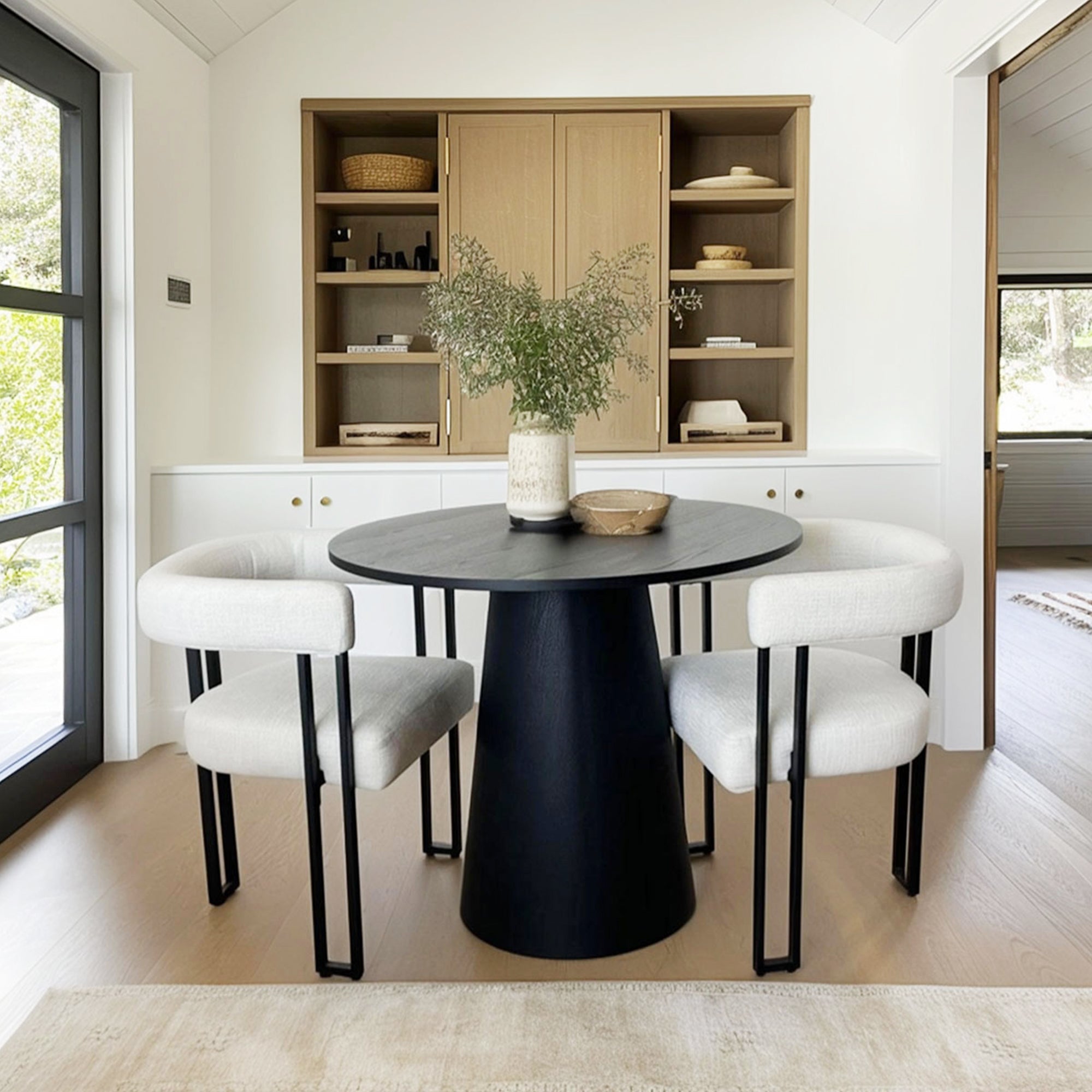 Mia Upholstered Chenille Dining Chair with Arms (Set of 4)