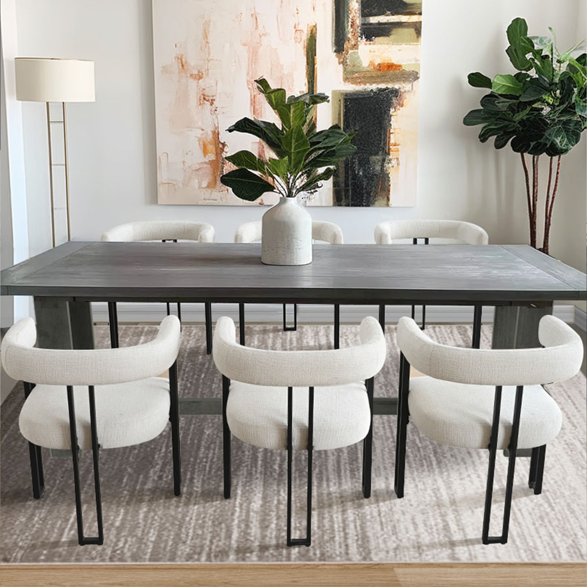 Mia Upholstered Chenille Dining Chair with Arms (Set of 4)