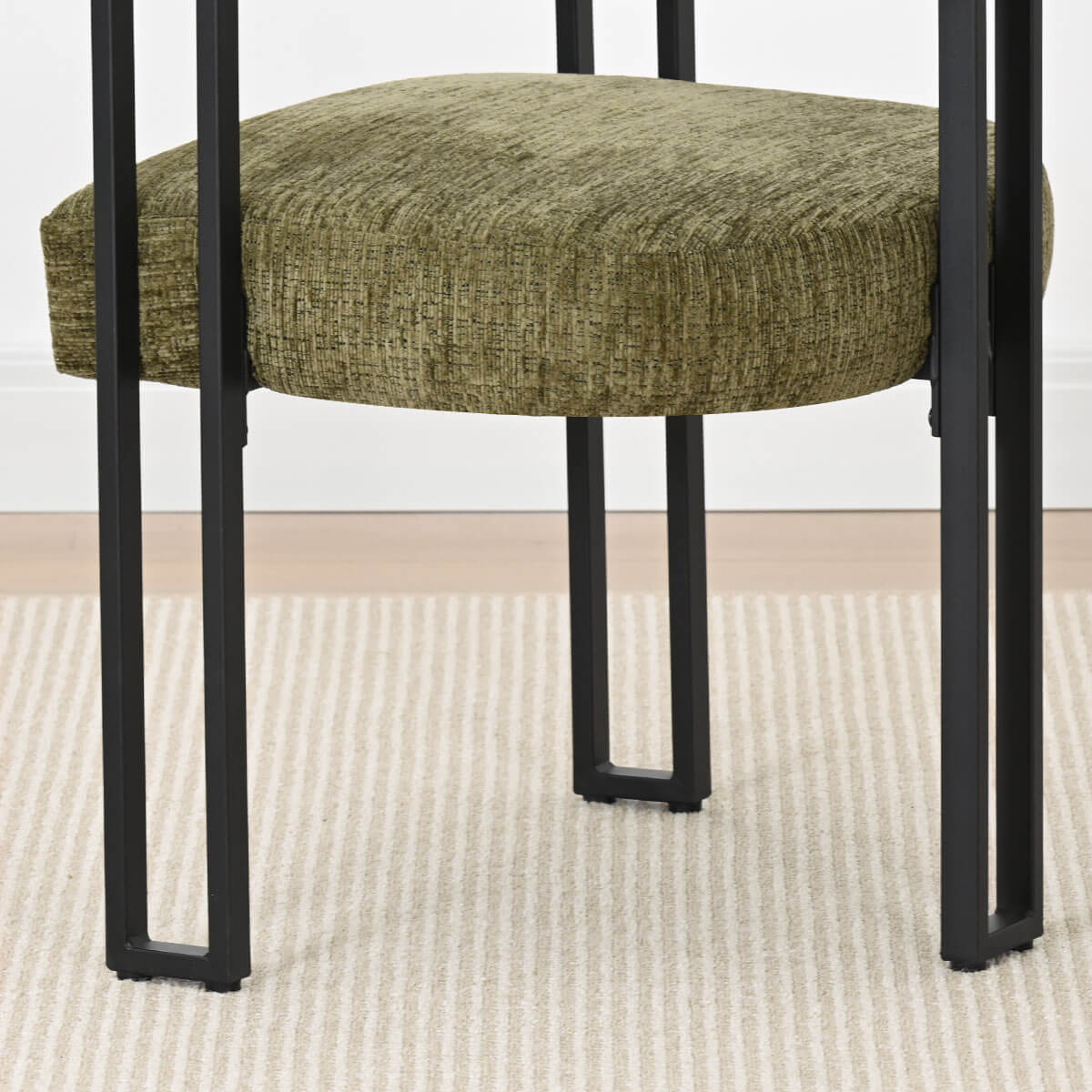 Mia Upholstered Chenille Dining Chair with Arms (Set of 4)