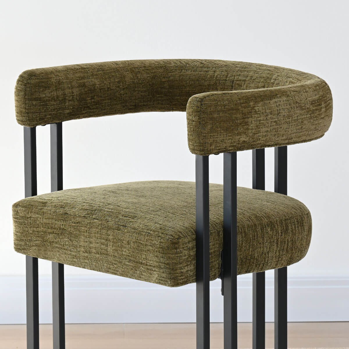 Mia Upholstered Chenille Dining Chair with Arms (Set of 2)