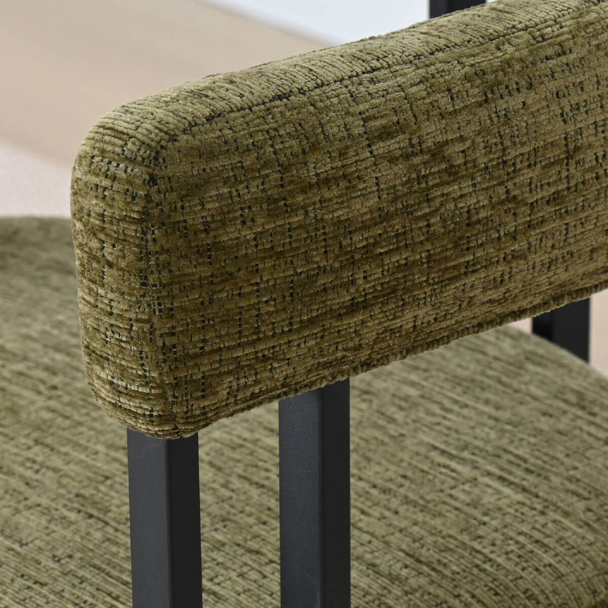 Mia Upholstered Chenille Dining Chair with Arms (Set of 4)