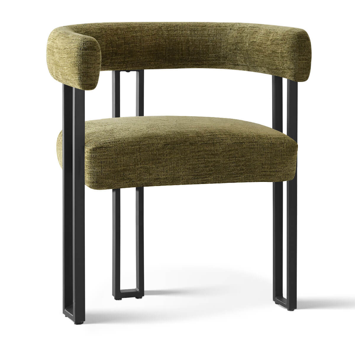 Mia Upholstered Chenille Dining Chair with Arms (Set of 2)