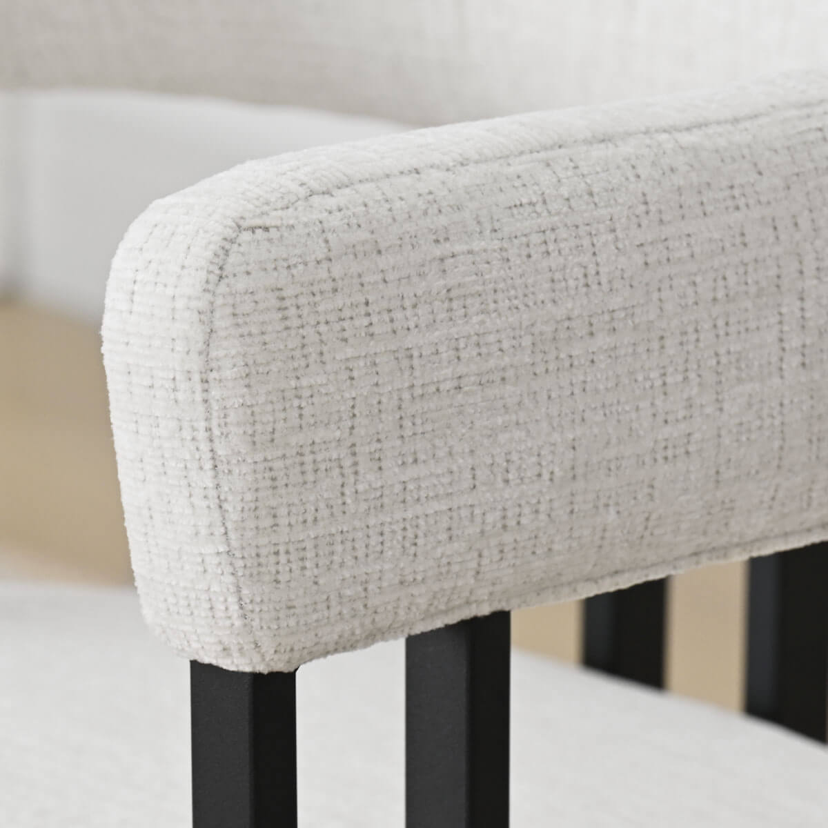 Mia Upholstered Chenille Dining Chair with Arms (Set of 2)