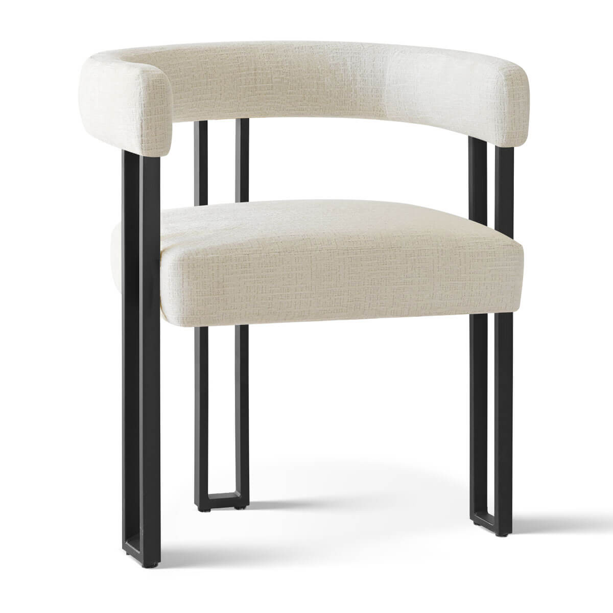 Mia Upholstered Chenille Dining Chair with Arms (Set of 4)