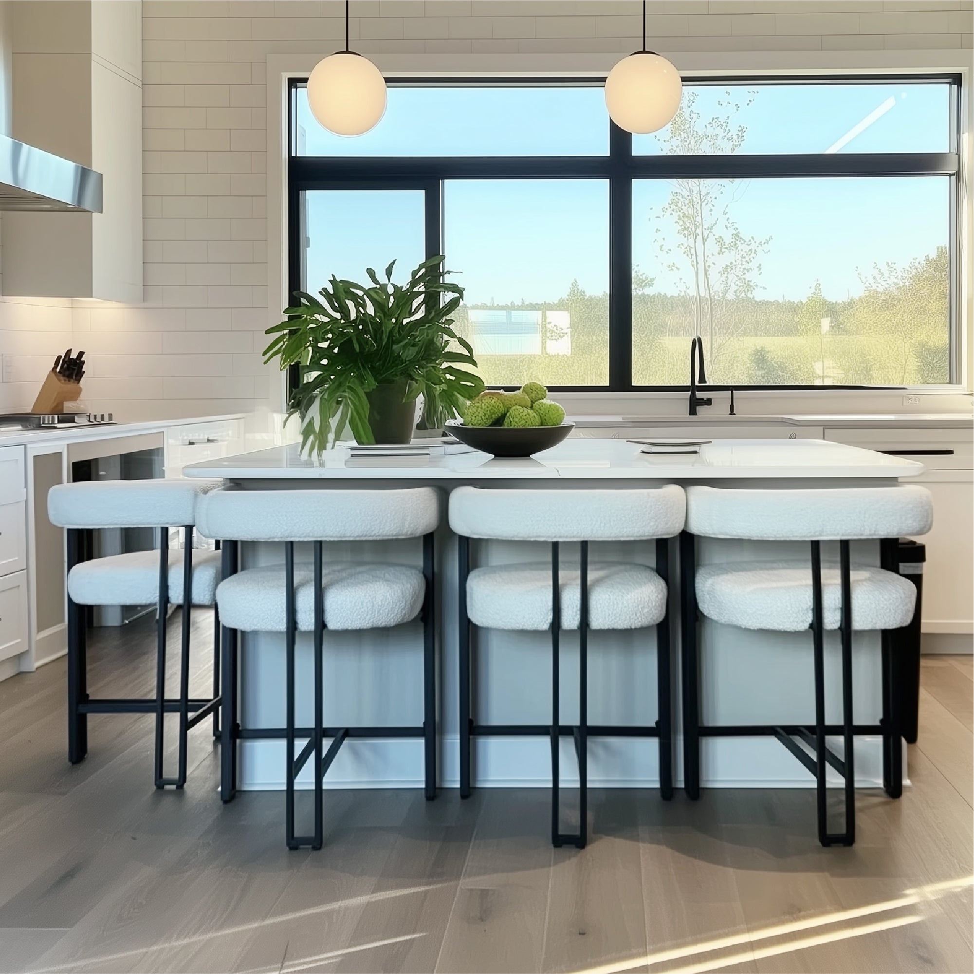 Rola Beige Upholstered Counter Stool with Arms (Set of 2)