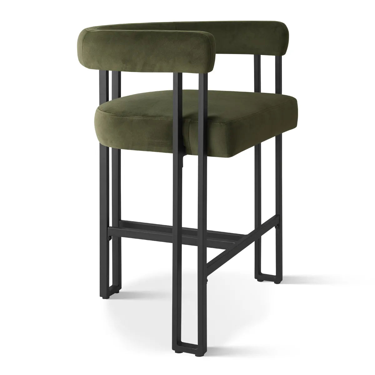 Mia 24" Modern Velvet Counter Stool with Arms (Set of 3)