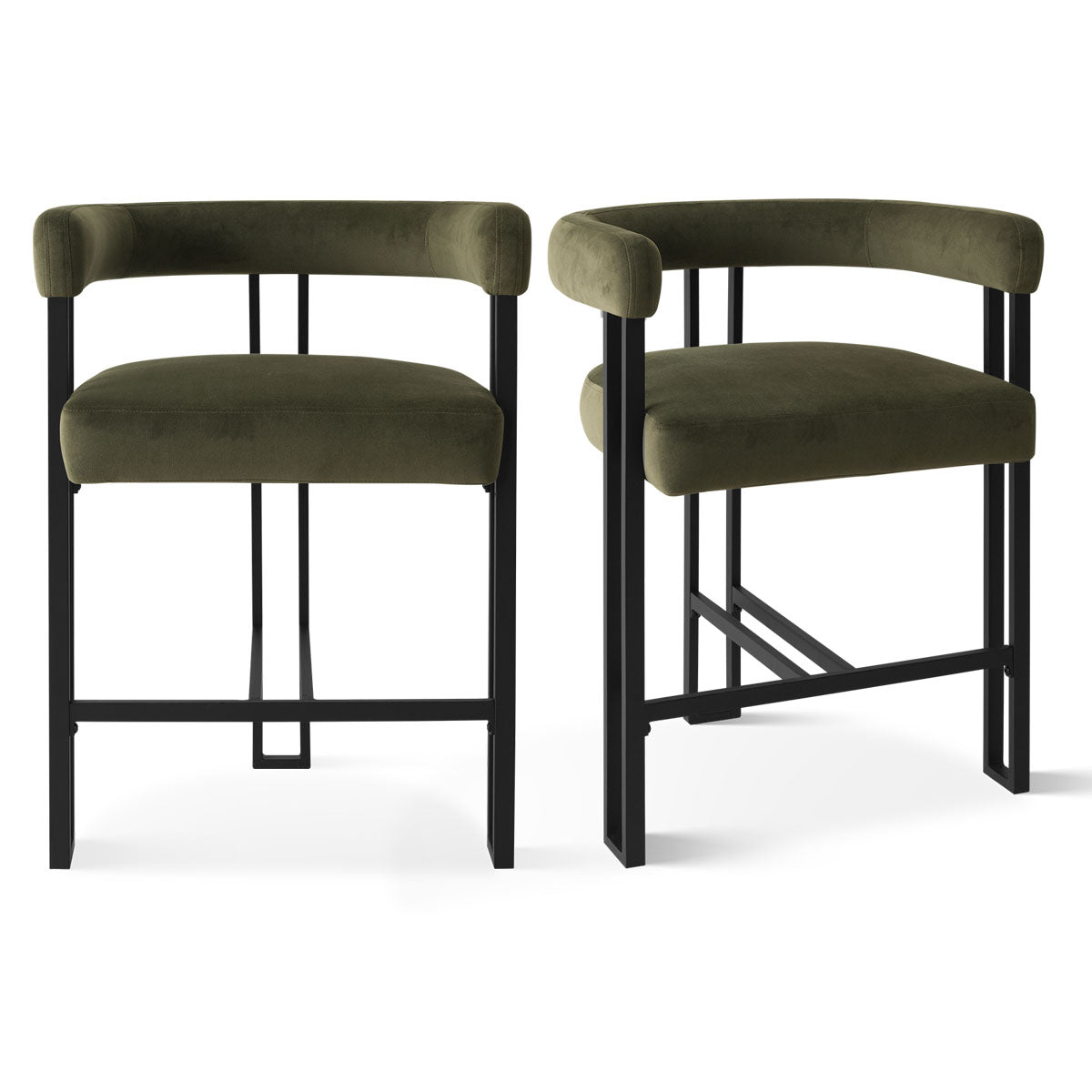 Mia 24" Modern Velvet Counter Stool with Arms (Set of 4)