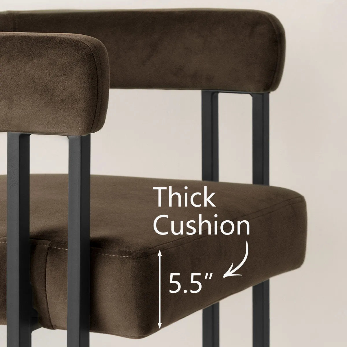 Mia 24" Modern Velvet Counter Stool with Arms (Set of 3)