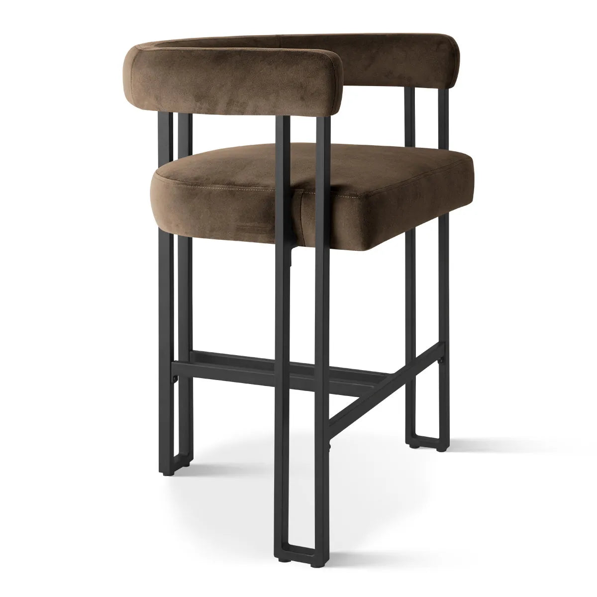 Mia 24" Modern Velvet Counter Stool with Arms (Set of 3)